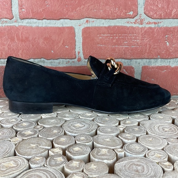 Talbots Cassidy Gold Chainlink Black Suede Loafer 7.5 - Picture 6 of 15